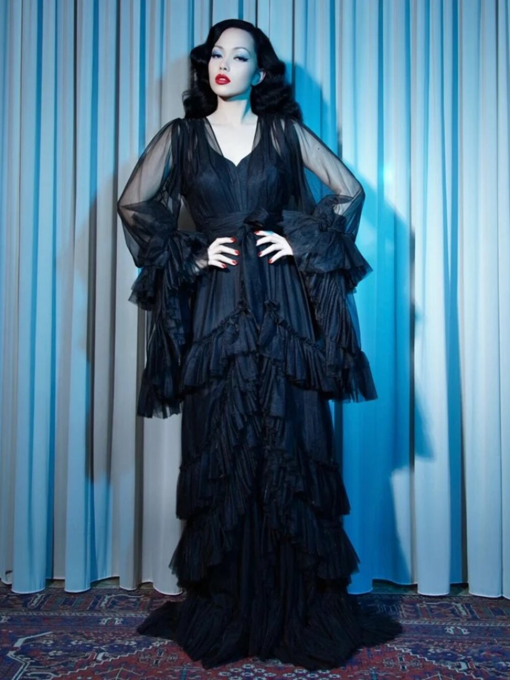 Catherine D'Lish Black "Daphne" Sheer Dressing Gown